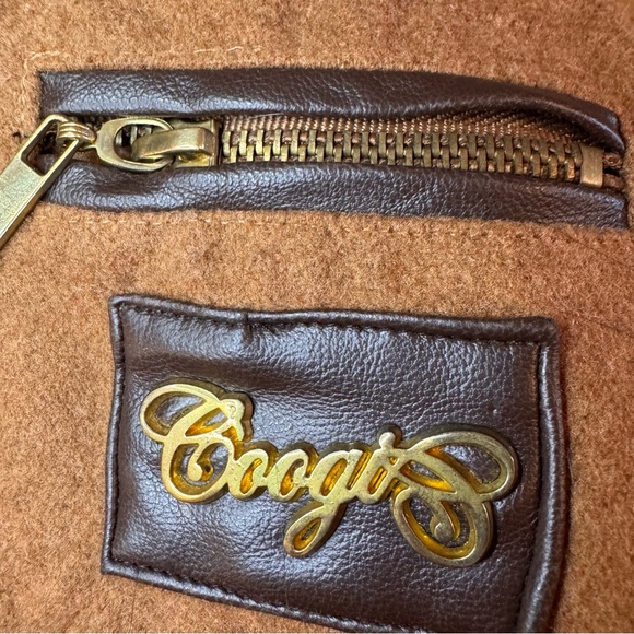 Coogi Womens Peacoat Size Large Tan Brown Button & Zip Down Warm Cozy - Picture 10 of 12